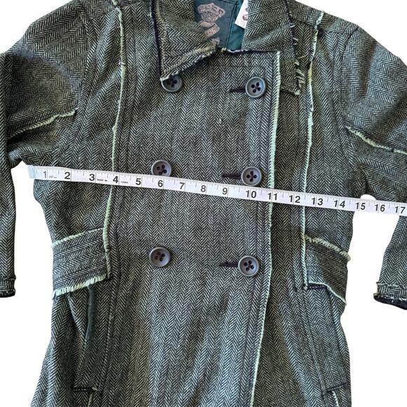 Z Brand Kids’ Tweed Double-Breasted Distressed Green Lightweight Jacket Size 10 - Picture 11 of 15